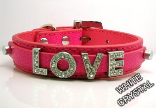 Extra Small Hot Pink Snake Leather with Swarovski Grade Crystal Collar for Cat/dog with Diamante Buckle ***Customize Your Own Pet Name***