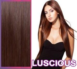 24 inch long Luxury Clip in Hair Extensions. Chocolate Brown (4). 120g Weight
