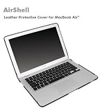 Macally AIRSHELL Leather Hard Shell Protective Jacket for MacBook Air (Black)