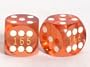 15mm Precision Backgammon Dice, Trans. Peach, Serial #