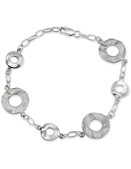 Hammered Circle Link Bracelet in Sterling Silver