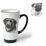 Porcelain Funnel Cup with Pug (6 inch, Black and white)