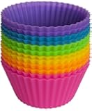 Pantry Elements Silicone Baking Cups / Cupcake Liners - 12 Vibrant Muffin Molds in Storage Container
