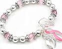 Breast Cancer Awareness Ribbon Stretch Toggle Bracelet