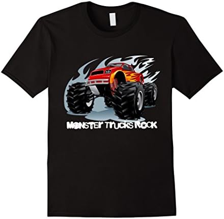 Men's Monster Trucks Rock T-Shirt for Kids, Boys &amp; Men's 3XL Black