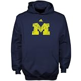 NCAA adidas Michigan Wolverines Youth Navy Blue Distressed Logo Hoody Sweatshirt