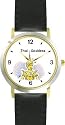 Buddhist - Thai Sawasdee Angel - Peace Deva - WATCHBUDDY&reg; DELUXE TWO-TONE THEME WATCH - Arabic Numbers - Black Leather Strap-Children's Size-Small ( Boy's Size & Girl's Size )