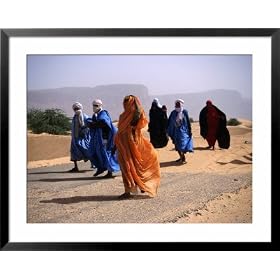 Local People Travel the Road Between Nouadhibou and Mouackchott, Mauritania Lonely Planet Collection Framed Art Poster Print by Jane Sweeney, 39x31