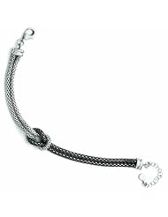 Leslies Sterling Silver And Ruthenium Plated Mesh With 1.5in Ext. Bracelet