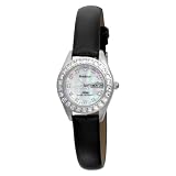 Armitron Women's 753814MPSVBK NOW SwarovskiÂ® Crystal Accented Silver-Tone Black Leather Dress Watch