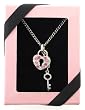 Pretty Pink Princess Heart & Key Crystal Necklace