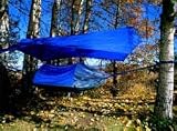 Crazy Creek - 2540-150 - Crazy Crib LEX w/ Tarp Camping Hammock - Grey & Royal - 107 L X 77 W in.