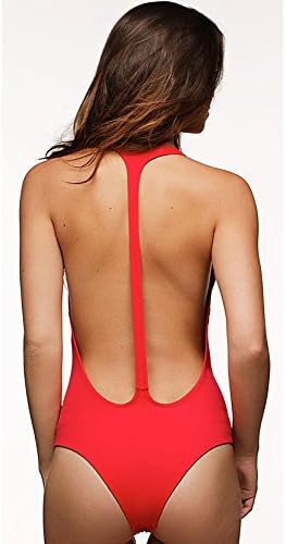 Lobikin Women's One Piece Padded Plunge Deep V Neck Low Cut Back Monokini Swimsuit
