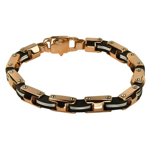 Stainless Steel & Rubber Invicta Elements Rose-Tone Chain Bracelet