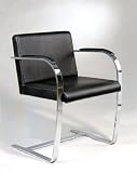 BRNO Modern Black Leather Side / Accent Chair