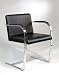 BRNO Modern Black Leather Side / Accent Chair