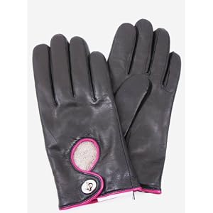 Coach Ladies Turnlock Cashmere Lined Black Leather Gloves Size 7