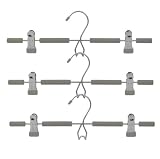 Closet Complete Chrome Skirt and Pants Hangers with Clips, Gray, Set of 3