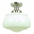 Martha Stewart RPMS022/1-102 Schoolhouse Pendant and Semi Flush Combo with Gloss Milk Glass Shades, Polished Nickel