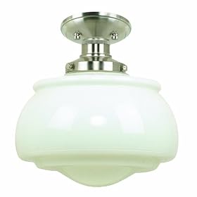 Martha Stewart RPMS022 1-102 Schoolhouse Pendant and Semi Flush Combo with Gloss Milk Glass Shades,... by Martha Stewart Lighting