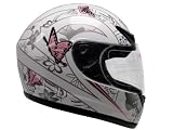 Pink White Butterfly Street Sport Bike Motorcycle Full Face Helmet DOT (Small)