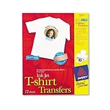 Personal Creations#153; Ink Jet White/Light T-Shirt Transfer Sheets, 12/Pack (AVE3275)