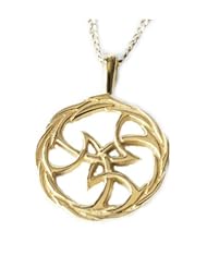 Three Surf Waves design celtic 14K Yellow Gold Rhtyhm Pendant