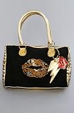 Betsey Johnson The Barrel Tote in Black Blingin' Lips,Bags (Handbags/Totes) for Women