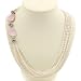 Handmade White Freshwater Pearl Necklace With Pink Shell, Antiqued Silver Beads