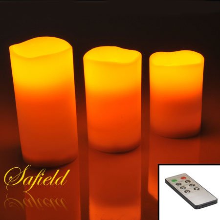 3 flammenlose Wachskerzen, Vanilleduft + Fernbedienung