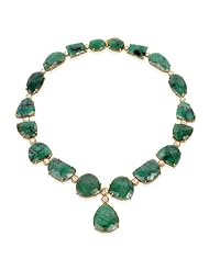 18kt Yellow Gold Diamond Pave Emerald Choker Necklace Bridal Wedding Jewelry