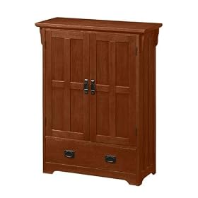 Craftsman Three - shelf Bookcase With Wood Doors, THREE-SHELF, DARK OAK