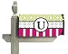 Monogram Peppy Pink & Green Polka Dot Magnetic Mailbox Cover - U