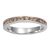 Sterling Silver Eternity Ring - Champagne CZ - 3 mm, Sizes 4-12