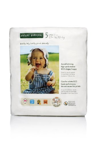Nature babycare Eco-Friendly Chlorine-Free Diapers, Size 5 (27-Pounds), 92 Diapers [Amazon Frustration-Free Packaging]