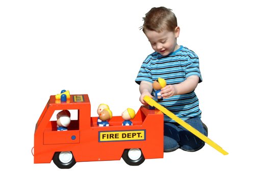 Childrens Toyshop  Toys : Large Wooden Pull Along Fire Engine