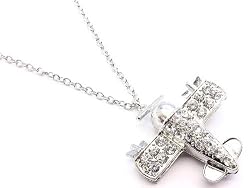 Aviator Travel the World Lindbergh Airplane Necklace