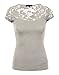HOT FROM HOLLYWOOD Women's Fitted Casual Floral Lace Short Sleeve Shirt Top Blouse
