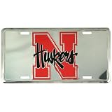 Nebraska Cornhuskers Silver Metal License Plate