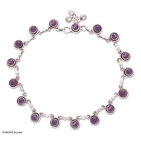 Amethyst anklet, 'Violet Moon' 0.4 W 10.4 L by Amethyst Anklets