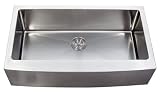 36 Inch Stainless Steel Curved Front Farm Apron Single Bowl Kitchen Sink 15mm Radius Design - 16 Gauge
