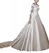 GEORGE BRIDE Three-quarter Lace Sleeves A-line Satin Wedding Dress