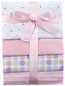 Luvable Friends 4-Pack Flannel Receiving Blankets, Pink