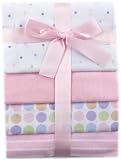 Luvable Friends 4-Pack Flannel Receiving Blankets, Pink