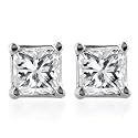 10k Gold, Princess-Cut, Diamond Stud Earrings (1/10 cttw, IJK Color, I2-I3 Clarity)