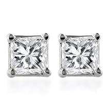 14k Gold, Princess-Cut, Diamond Stud Earrings (1/3 cttw, I-J Color, I1-I2 Clarity)