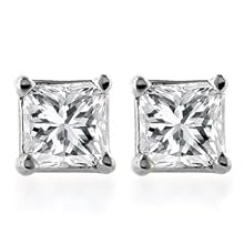 10k Gold, Princess-Cut, Diamond Stud Earrings (1/10 cttw, K Color, I2-I3 Clarity)