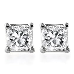 10k Gold, Princess-Cut, Diamond Stud Earrings (1/4 cttw, J-K Color, I2-I3 Clarity)