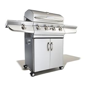 Strathwood 4-Burner Gas Grill with Painted Cabinet and Side Burner
