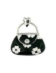 Black & White Flower Purse Charm